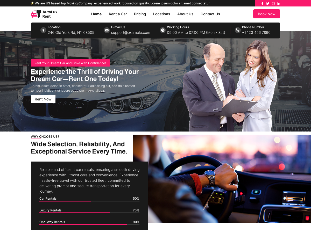 Free Car Rental WordPress Theme