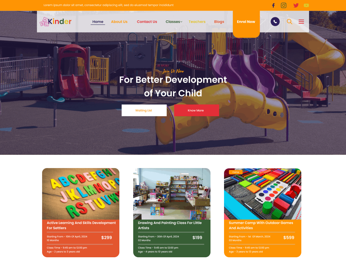 Free Kindergarten WordPress Theme