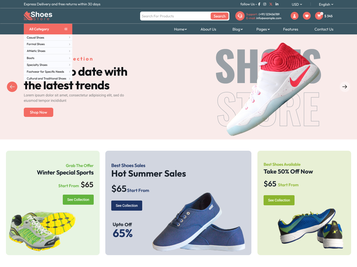 Free Shoes WordPress Theme